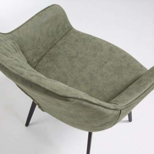 AMINY Armchair metal black PU dark green
