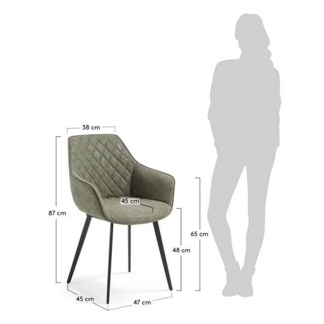 AMINY Armchair metal black PU dark green