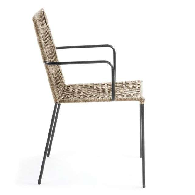 BETTIE Armchair metal grey rope beige【4脚セット】