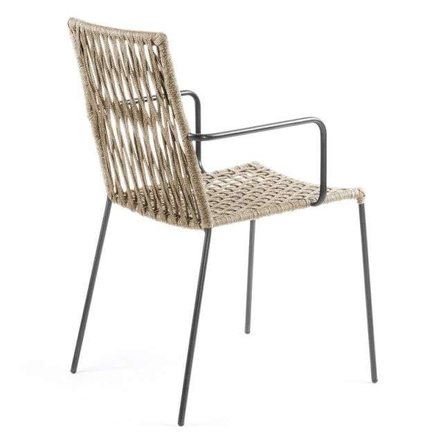 BETTIE Armchair metal grey rope beige【4脚セット】