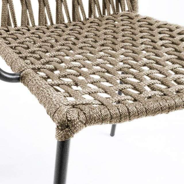 BETTIE Armchair metal grey rope beige【4脚セット】