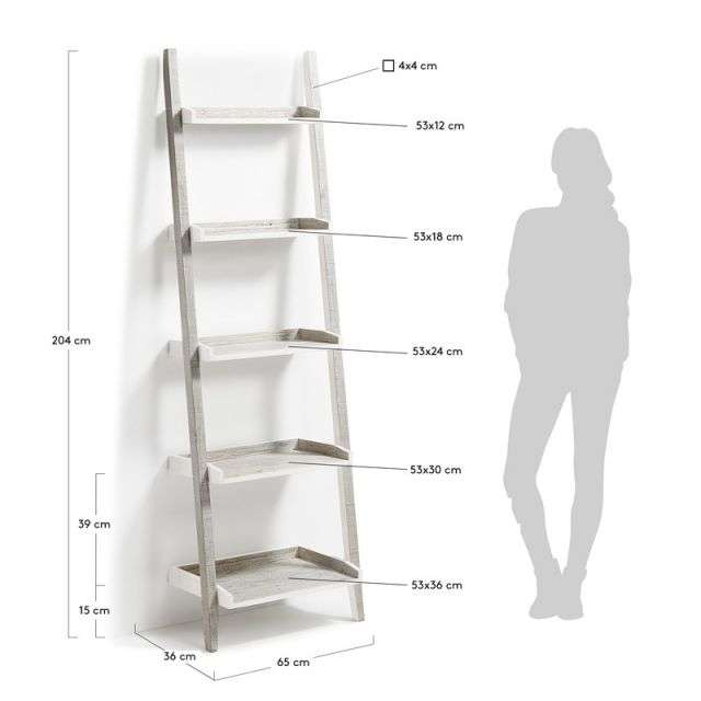 WOODY Shelf 65x204 pine wood white wash