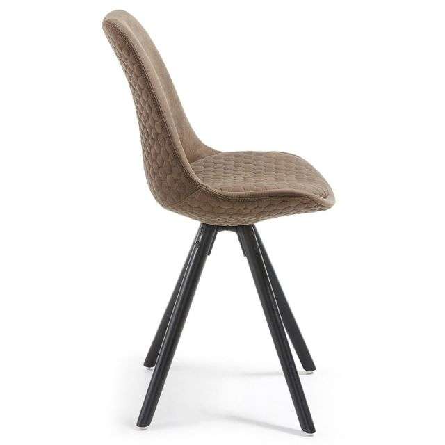 LARS Chair black wood quilted fabric tan【4脚セット】