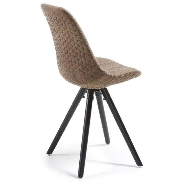LARS Chair black wood quilted fabric tan【4脚セット】