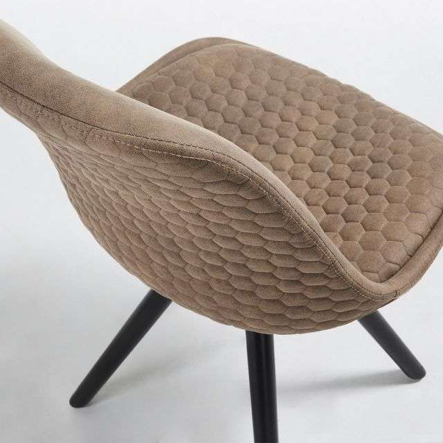 LARS Chair black wood quilted fabric tan【4脚セット】