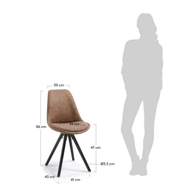 LARS Chair black wood quilted fabric tan【4脚セット】