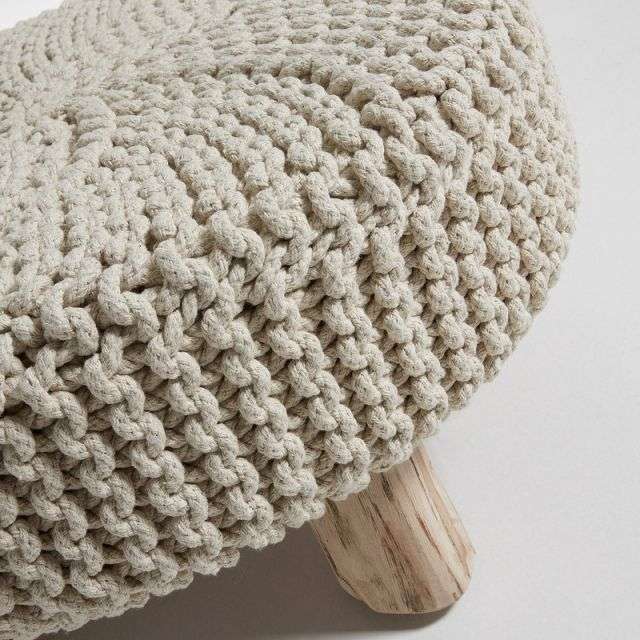 STORM Footrest eucalyptus wood cotton white
