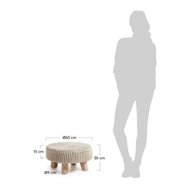 STORM Footrest eucalyptus wood cotton white