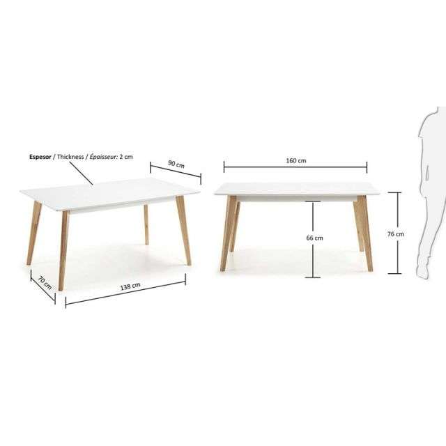 MEETY Table 160x90 MDF Lacq Matt white