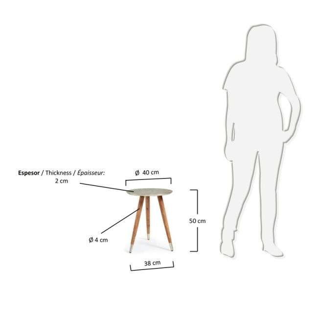 BACK Side table wooden legs silver top