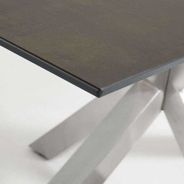 ARYA Table 160x90 St Steel Matt, Porcelain Iron Moss