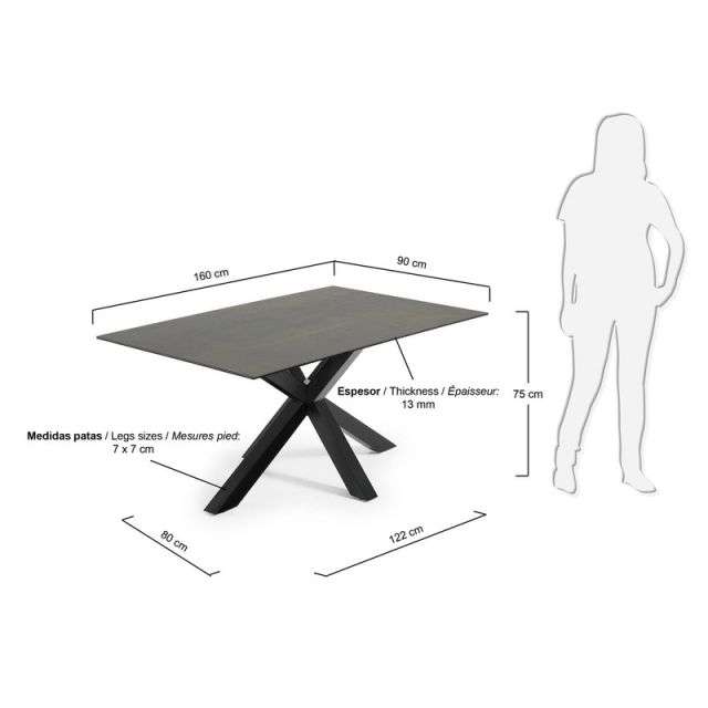 ARYA Table 160x90 Black, Porcelain Iron Moss