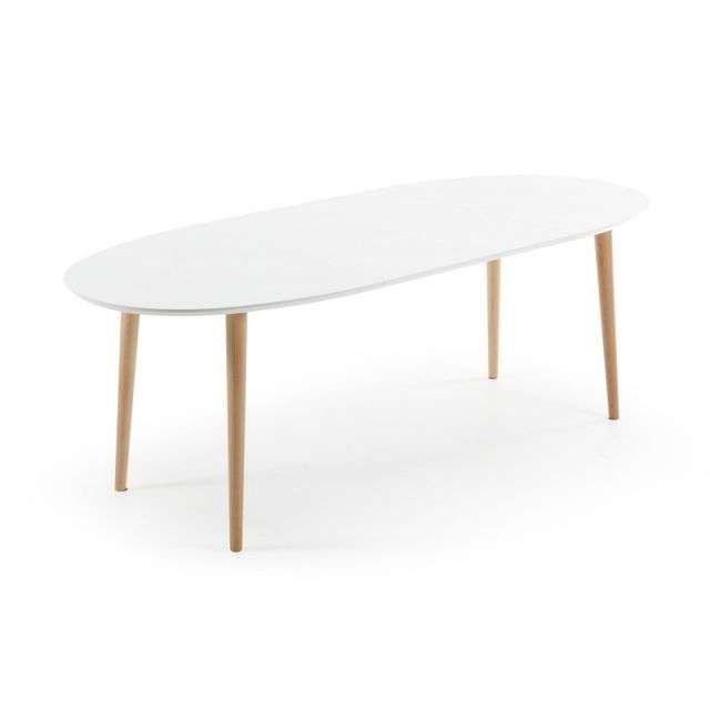 OAKLAND Oval table 140(220)x90 natural, lac matt white