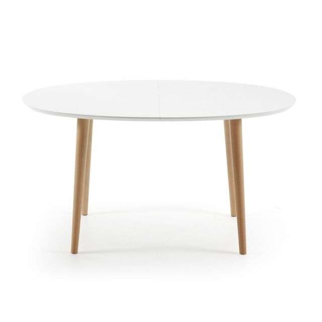 OAKLAND Oval table 140(220)x90 natural, lac matt white