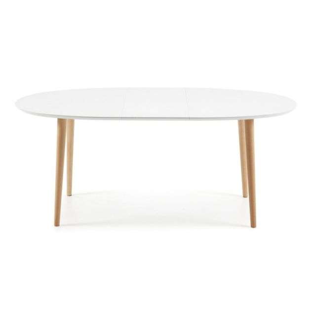 OAKLAND Oval table 140(220)x90 natural, lac matt white