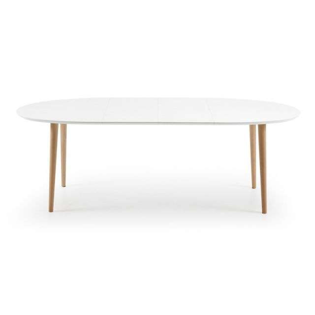 OAKLAND Oval table 140(220)x90 natural, lac matt white
