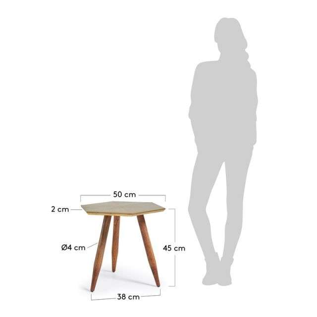 BIMA Side table wooden legs brass top