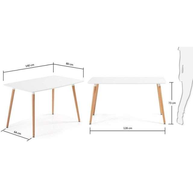 DAW Table 140×80 white Lacquered