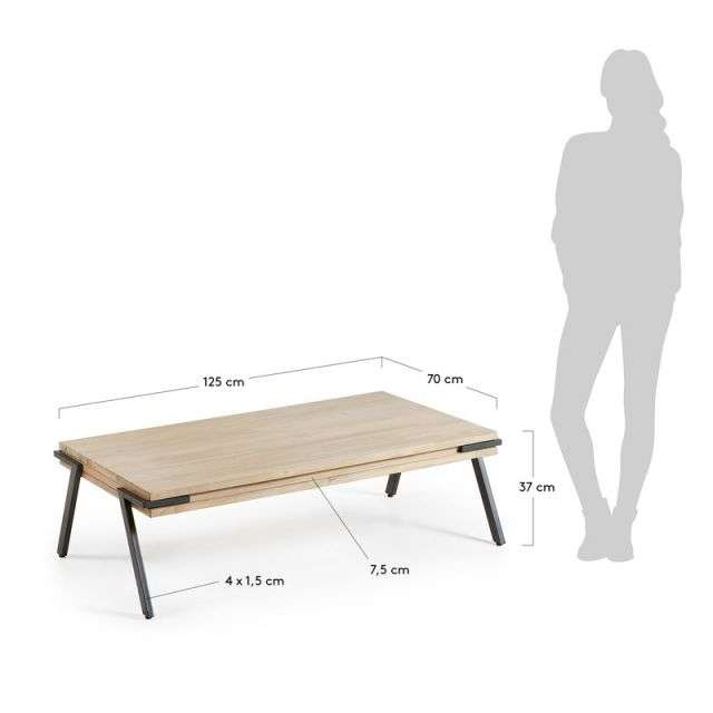 DISSET Coffee table 125x70 metal, acacia natural