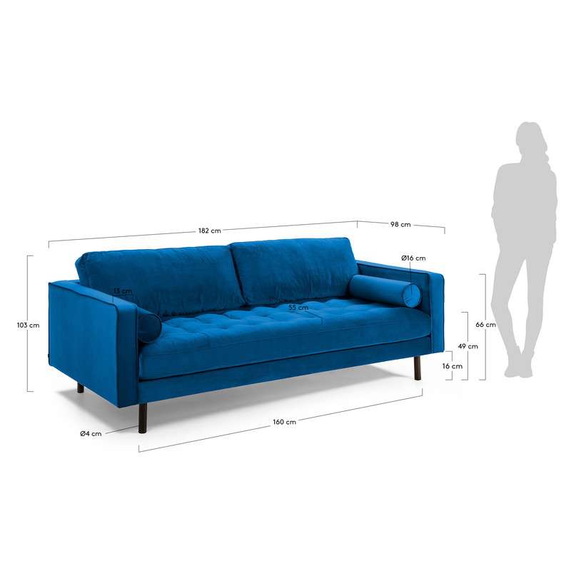 BOGART Sofa 2 seaters beech wood velvet dark blue | 商品カテゴリー,ソファ | LaForma Japan