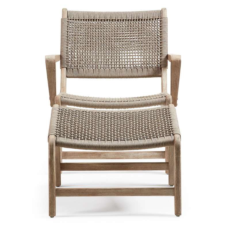 BASTIEN Armchair w footrest acac. white wash rope beige | 商品カテゴリー,アウトドア | LaForma Japan