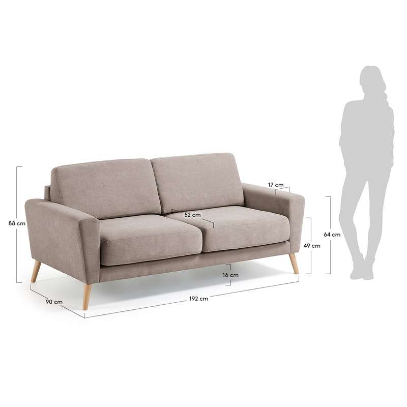 GUY Sofa 3 seaters wooden legs, fabric brown | 商品カテゴリー,ソファ | LaForma Japan