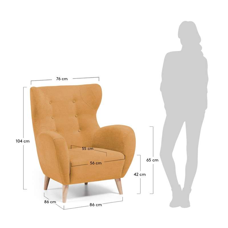 PASSO Armchair natural wooden legs, fabric mustard | 商品カテゴリー,ソファ | LaForma Japan