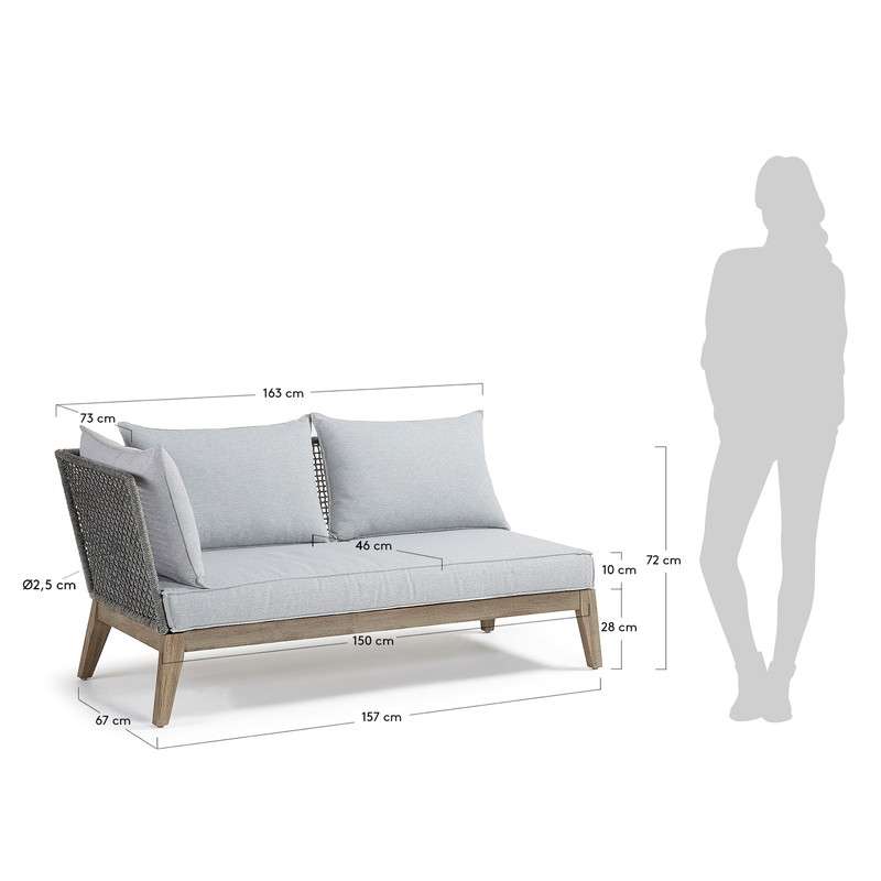 RELAX Sofa 2 seats acacia grey wash rope dark grey | 商品カテゴリー,ソファ | LaForma Japan