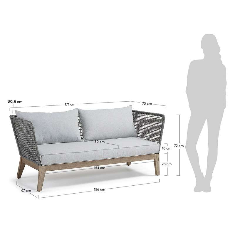 RELAX Sofa 3 seats acacia grey wash rope dark grey | 商品カテゴリー,ソファ | LaForma Japan