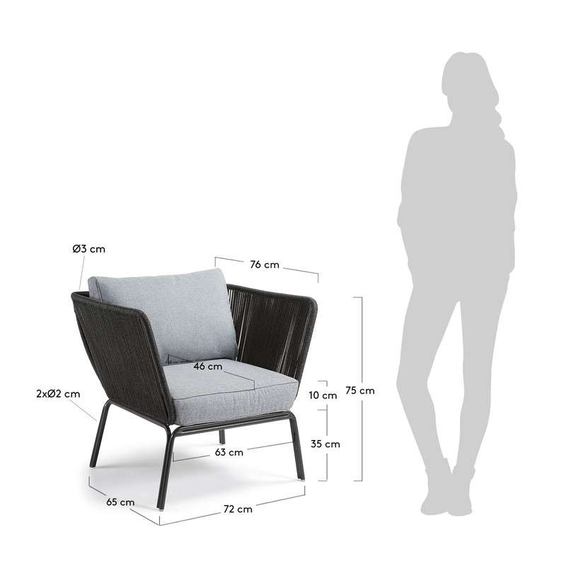 BERNON Armchair metal grey, rope dark grey | 商品カテゴリー,アウトドア,ソファ | LaForma Japan