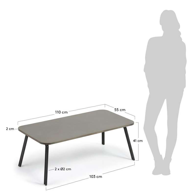 BERNON Coffee table 110x55 grey metal and poly-cement | 商品カテゴリー,テーブル,コーヒーテーブル | LaForma Japan