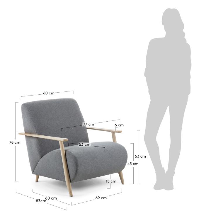 MARTHAN Armchair ash wood natural, fabric grey | 商品カテゴリー,チェア | LaForma Japan