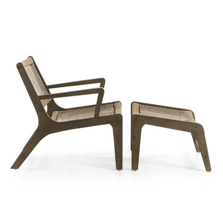 BASSO Armchair footrest eucal grey wash rope beige | 商品カテゴリー,チェア | LaForma Japan
