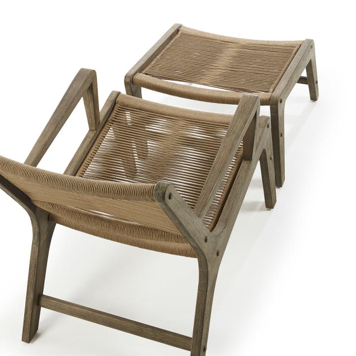 BASSO Armchair footrest eucal grey wash rope beige | 商品カテゴリー,チェア | LaForma Japan