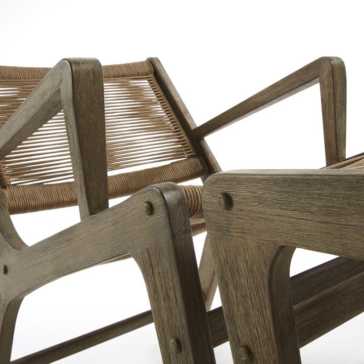 BASSO Armchair footrest eucal grey wash rope beige | 商品カテゴリー,チェア | LaForma Japan