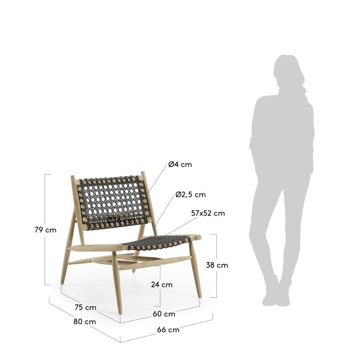 UNIKA Armchair teak wood natural dark grey | 商品カテゴリー,チェア | LaForma Japan