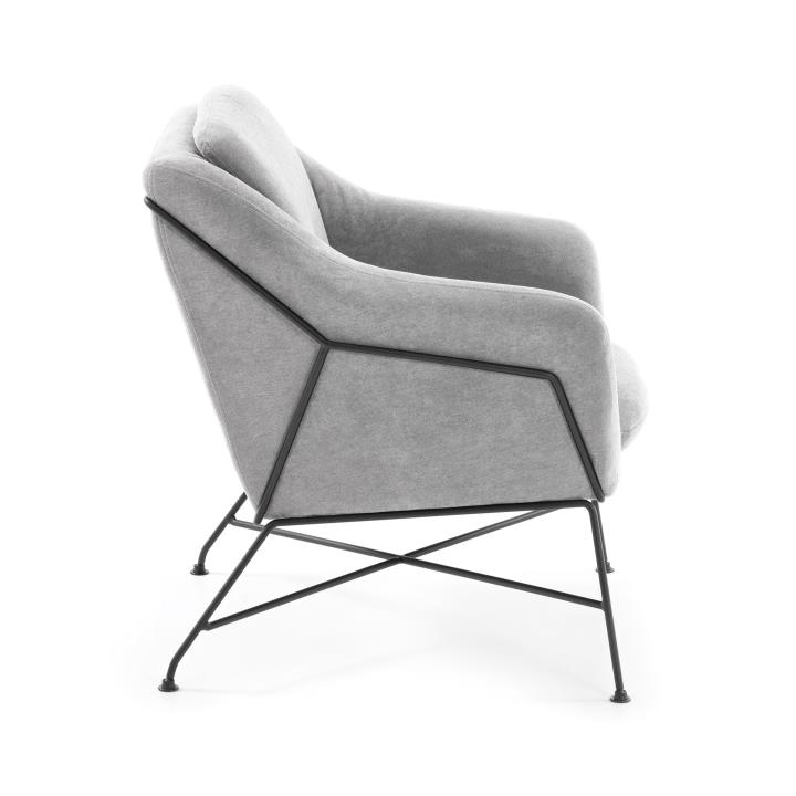 BRIDA Armchair metal black fabric light grey | 商品カテゴリー,チェア | LaForma Japan