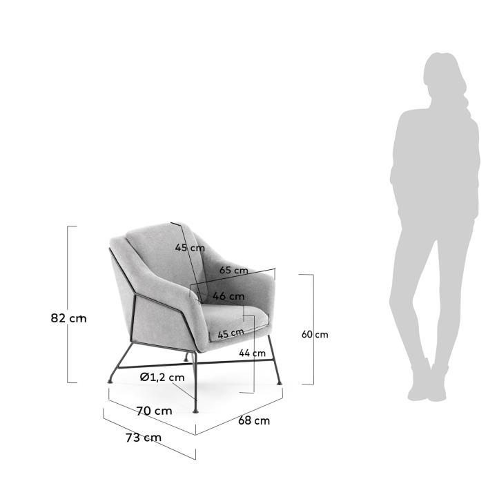 BRIDA Armchair metal black fabric light grey | 商品カテゴリー,チェア | LaForma Japan