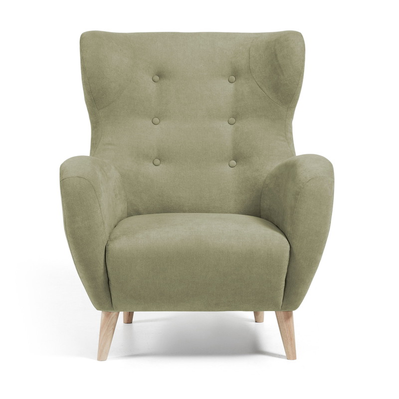 【SALE】PASSO Armchair natural wooden legs, fabric vint green | 商品カテゴリー,チェア | LaForma Japan