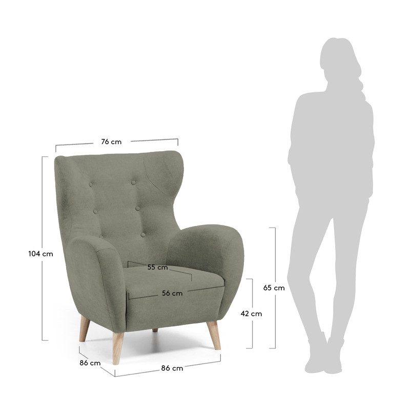 【SALE】PASSO Armchair natural wooden legs, fabric vint green | 商品カテゴリー,チェア | LaForma Japan
