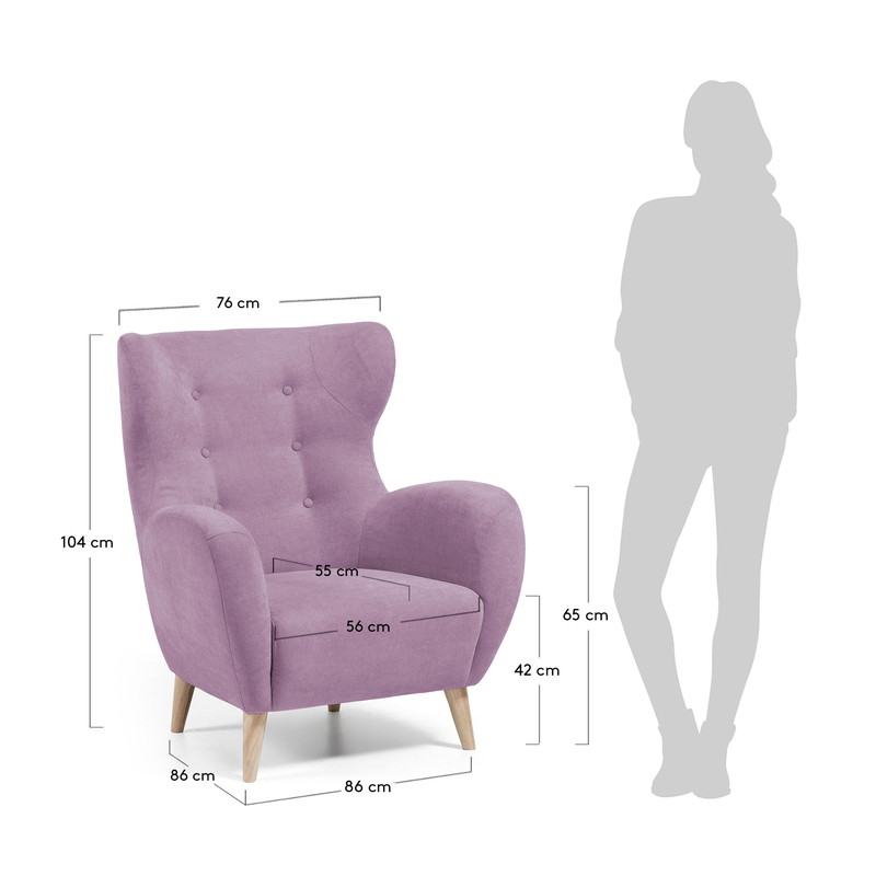 【SALE】PASSO Armchair natural wooden legs, fabric dusty pink | 商品カテゴリー,チェア | LaForma Japan