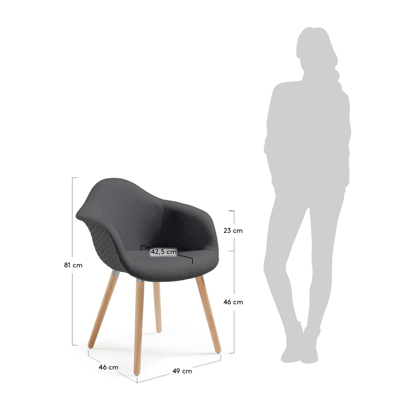KENNA Armchair wood natural fabric dark grey【2脚セット】 | 商品カテゴリー,チェア | LaForma Japan