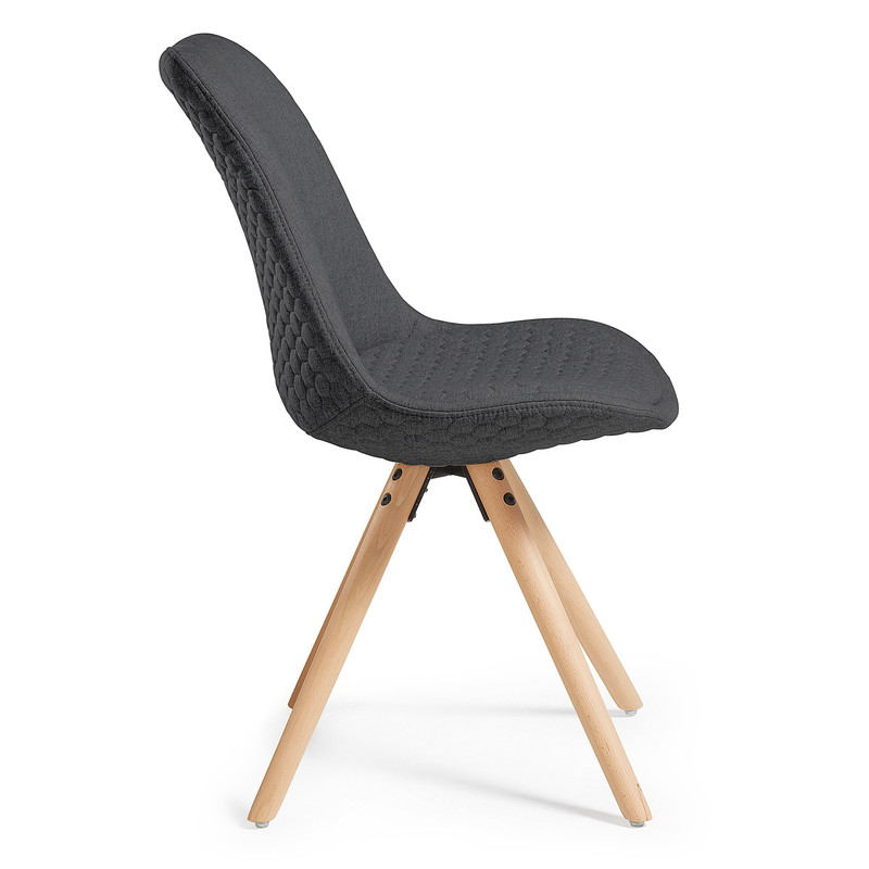 LARS Chair natural wood quilted fabric dark grey【4脚セット】 | 商品カテゴリー,チェア | LaForma Japan