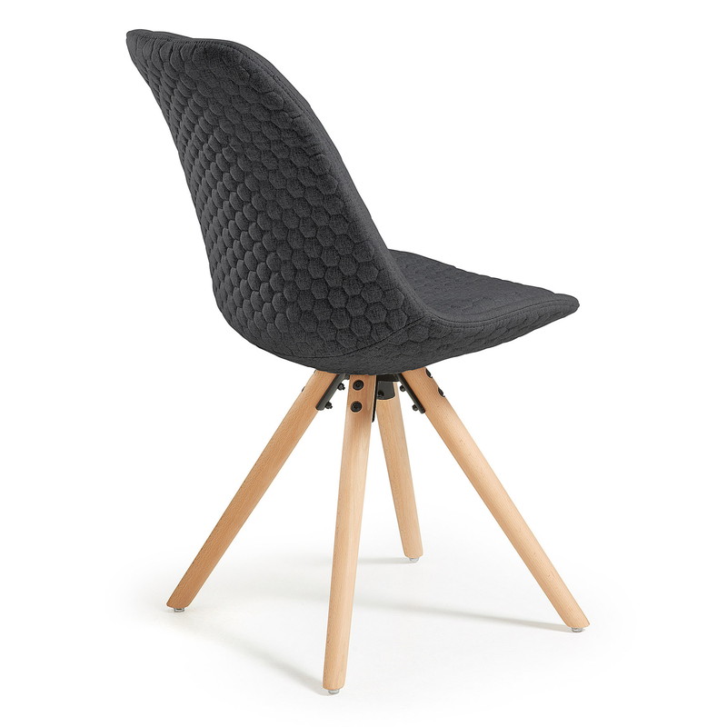 LARS Chair natural wood quilted fabric dark grey【4脚セット】 | 商品カテゴリー,チェア | LaForma Japan