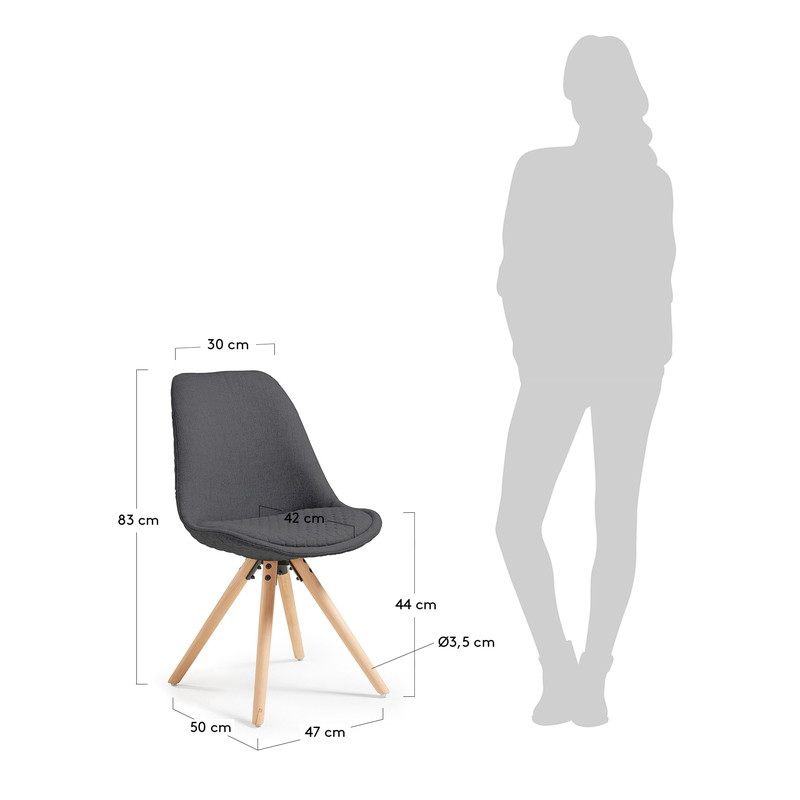 LARS Chair natural wood quilted fabric dark grey【4脚セット】 | 商品カテゴリー,チェア | LaForma Japan