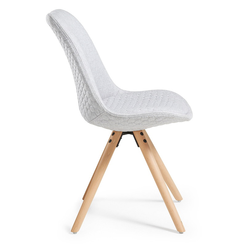 LARS Chair natural wood quilted fabric light grey【4脚セット】 | 商品カテゴリー,チェア | LaForma Japan