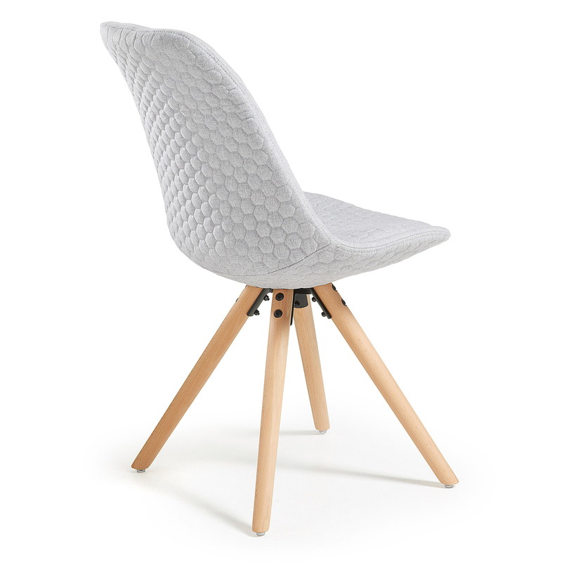 LARS Chair natural wood quilted fabric light grey【4脚セット】 | 商品カテゴリー,チェア | LaForma Japan