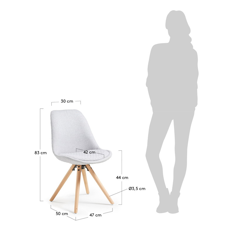 LARS Chair natural wood quilted fabric light grey【4脚セット】 | 商品カテゴリー,チェア | LaForma Japan