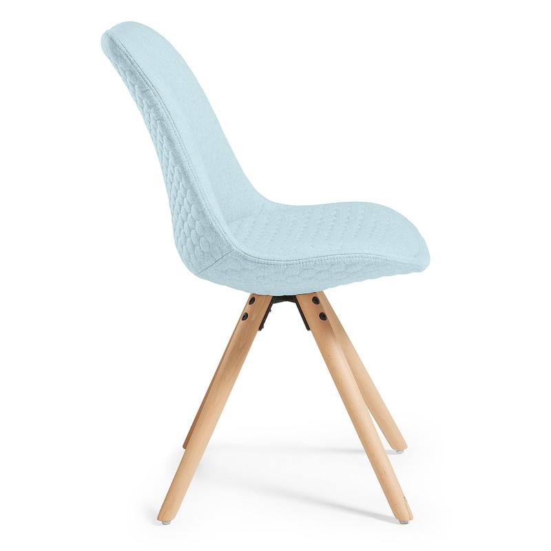 LARS Chair natural wood quilted fabric light blue【4脚セット】 | 商品カテゴリー,チェア | LaForma Japan
