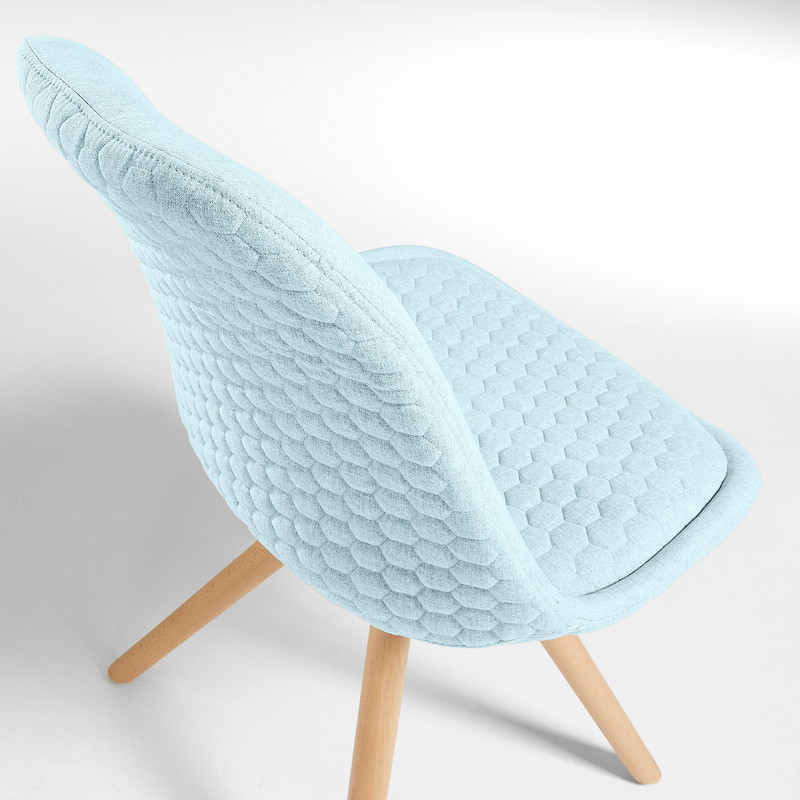 LARS Chair natural wood quilted fabric light blue【4脚セット】 | 商品カテゴリー,チェア | LaForma Japan